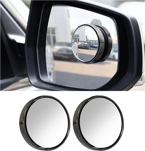 2 PCS Car Blind Spot Side Mirror, 2 Inch Reusable Round HD Blind Spot Mirror with Sucker, Universal 360° Wide Angle Glass Convex Side Rear View Mi...