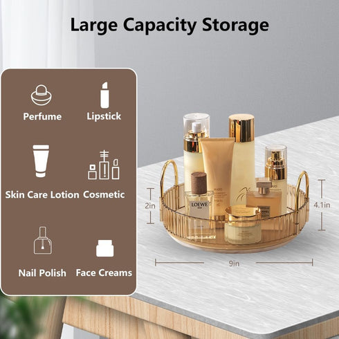Rotating Makeup Organizer for Vanity, Spinning Cosmetics Storage for Bathroom Countertop, Skincare Holder Rack for Facial Cream, Perfume, Lotion, ...