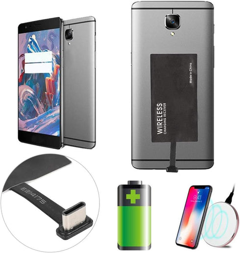 Type C Charging Receiver, Black Type C USB-C Wireless Charging Receiver Module for Smartphone wth Type C Interface, Compatible with All -Enabled W...