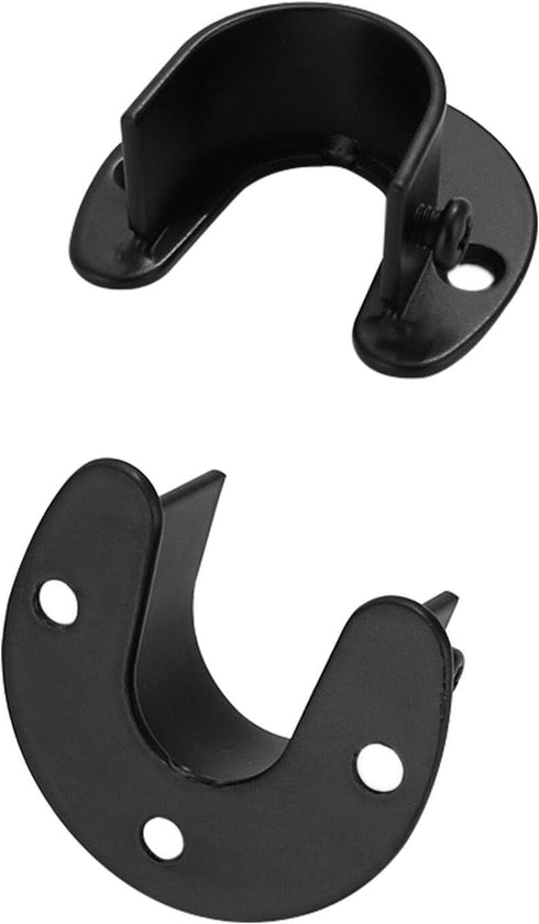 Stainless Steel Closet Rod Holder Black 4pcs Heavy Duty WardrobeBracket 1" & 1-1/4" Diameter U Shape Rod End Supports Curtain Pole Flange Socket...