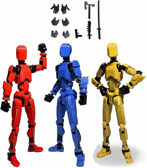 3PCS Titan 13 Action Figure, Titan 13 Action Figure, 3D Printed Multi-Jointed Movable Action Figure Lucky Action Figures for Game Lovers (Red yell...