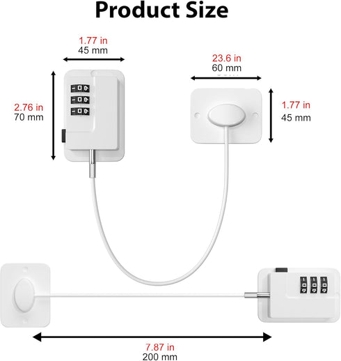 Refrigerator Lock, Heavy Duty Fridge Lock, Combination Lock for Refrigerator Cabinets, Child Safety Drawers, Lock, Take Care of Your Family, Easy ...