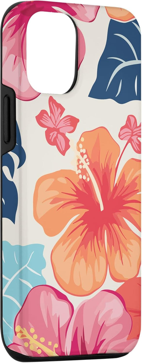 iPhone 15 Pro Hibiscus Flower, Summer Floral Hawaiian Pattern, Flowers Case...