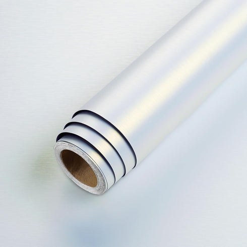 LACHEERY White Stainless Steel Contact Paper for Fridge Peel and Stick Metallic Wallpaper Kitchen Removable Heat Resistant White Contact Paper for...