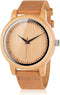 BOBO BIRD Men's Women's Bamboo Wooden Watch with Brown Cowhide Leather Strap Analog Quartz Casual Watches...