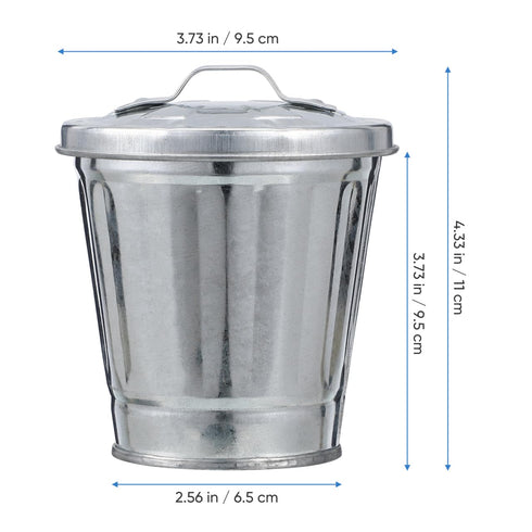 Mini Desktop Trash Can with Lid Tiny Garbage Can Metal Rubbish Bin for Home Office Countertop...