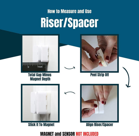 2 Pack Contact Sensor Riser Compatible with SimpliSafe Entry Alarm - Self-Adhesive DIY Magnet Side Sensor Spacer for SimpliSafe Security System (½...