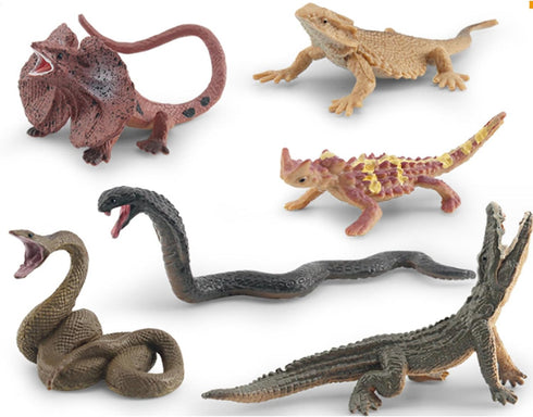 Mini Amphibians Set,6PCS Reptiles Animals Rainforest Wildlife Toy Set Lizard,Snake,Iguana,Crocodile,Party Favor for Kids Toddlers...