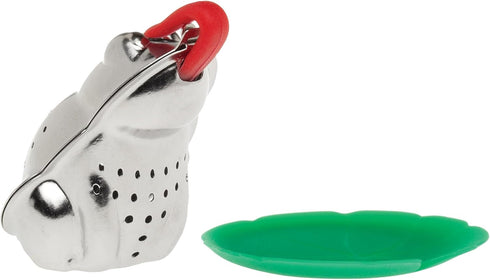HIC Tea Infuser with Drip Tray, Frog and Lily Pad, 18/8 Stainless Steel with BPA-Free Plastic...