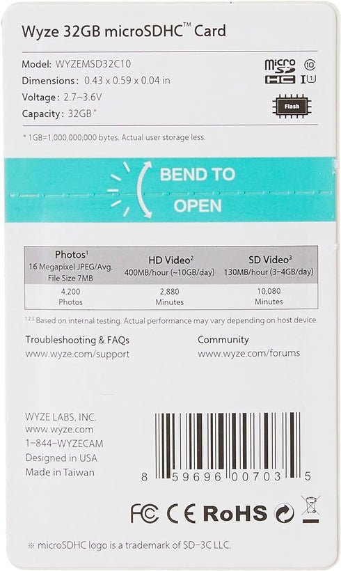 Wyze Expandable Storage 32GB MicroSDHC Card Class 10, Black...