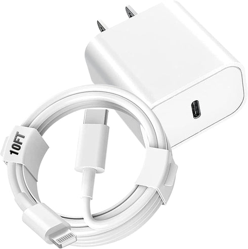USB C Charger for iPhone Charger Fast Charging 20W Type C Wall Charger Block with 10FT Long USB C to Lightning Cable Compatible with iPhone 14Pro/...