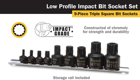 Titan 16138 9-Piece Low Profile Impact Triple Square Bit Socket Set...