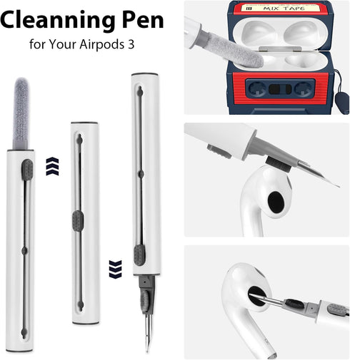 MOFREE for AirPods 3rd Generation Case Cover with Cleaner Kit, Cassette Tape Design Soft Silicone Shock-Absorbing Protective Cover for Apple AirPo...