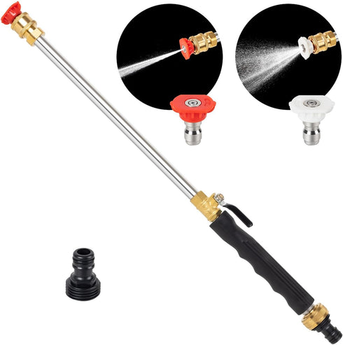 High-Pressure Jet Nozzle Power Washer for Garden Hose, High Pressure Hose Nozzle, Sprayer with 2 Metal Nozzles, Washer Wand Watering Sprayer for C...