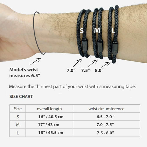 globi Leather Bracelet For Men | Genuine Wrap Braided Leather Cuff Bangle Bracelet with Magnetic Stainless Steel Clasp For Men/Women...