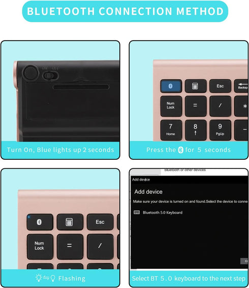 Gugxiom Bluetooth Number Pad,Bluetooth 5.0 Number Pad with Shortcut Keys,22 Keys Portable Financial Accounting Extensions 10 Keys for Laptop Deskt...