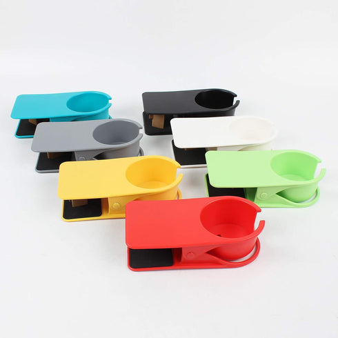 Drinking Cup Holder Clip Home Office Table Desk Side Clip Water Drink Beverage Soda Coffee Mug Holder Cup Clip Design (Grey)...