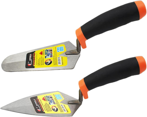 2 Pcs Pointing Trowel and Gauging Trowel Set,6" Masonry Hand Tool Set with Soft Grip Handle,Margin Trowel Bricklaying Trowel Building Products (6 ...