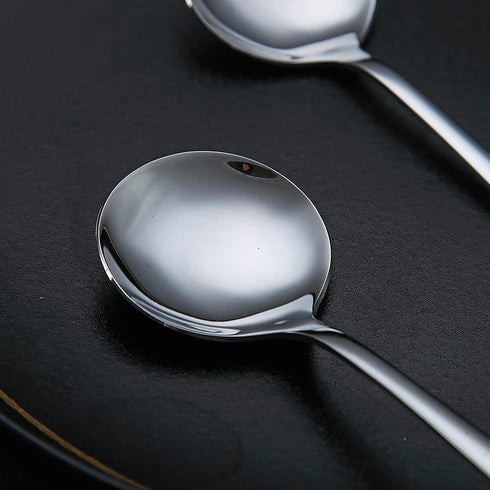 Soup Spoon of 12, Berglander 7.5" Stainless Steel Round Spoons Silverware, Table Spoon Set Sturdy Easy To Clean, Dishwasher Safe...