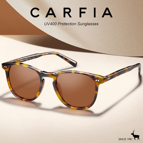 CARFIA Retro Polarized Sunglasses for Women Small and Medium Face UV Protection, Handcrafted Acetate Frame Sunnies CA5285...