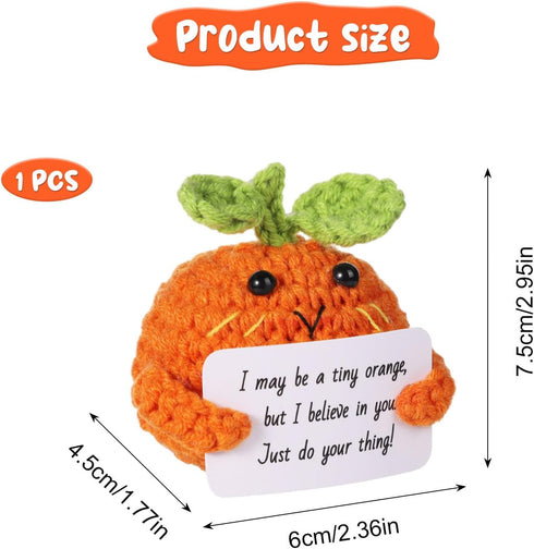 Mini Funny Positive Orange, Creative Emotional Crochet Orange Doll Cute Wool Positive Knitted Fruit Knitted Support Potato Positive Gifts for Frie...