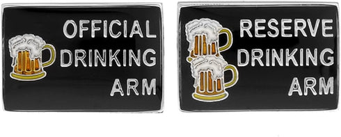 Official Drinking Arm Drink Bar Pair Cufflinks in a Presentation Gift Box & Polishing Cloth...