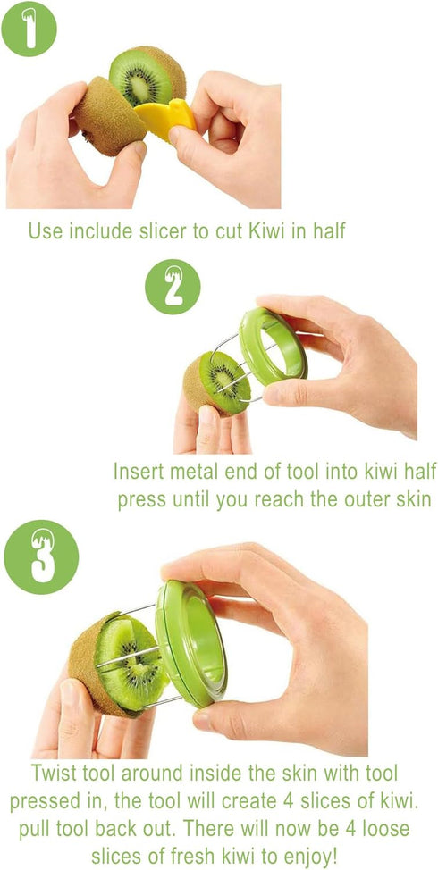 Fast Peel Any Fruit Or Soft Vegetable With Ease. Kiwi Slicer Peeler Pitter Scooper, Mango And Kimi Corer, Kiwi Fruit Scoop Kitchern Tool_Green...