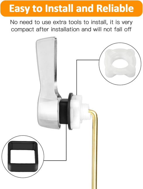 Toilet Handle Replacement Kit, Universal Toilet Flush Handle, Zinc Alloy Toilet Tank Trip Lever with H2 Brass Arm Front-Mount, Repair Kit Compatib...