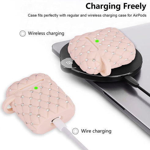 CAGOS for Airpod Case 2nd/1st Generation, Come with Airpod Cleaner Kit, Bling Earpods Case Protective Cover Accessories Keychain Compatible with A...