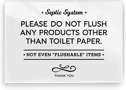 Reilly Originals 3.5x5 Inch Septic System Bathroom Sign, Do Not Flush Rules ~ Ready to Stick ~ Premium Finish, Durable (1)...