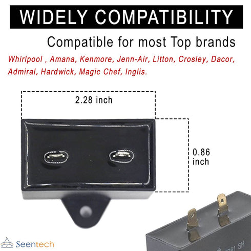 W10613606 Refrigerator Compressor Start Relay and Capacitor by Seentech - Compatible with Whirlpool, Kenmore, fridges. Replace Part Number: W10416065, PS8746522, 67003186