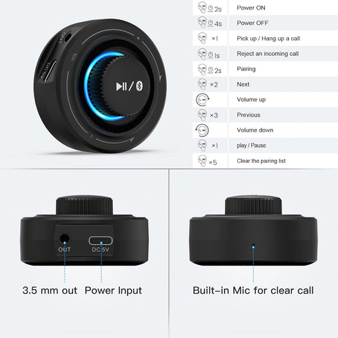 Bluetooth Car kit Aux Receiver, Portable 3.5mm Aux Bluetooth Car System for Car Radio Bluetooth 5.2 Wireless Audio Receiver for Car Stereo Home St...