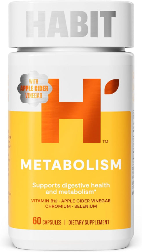 HABIT Metabolism Supplement (60 Capsules) - Supports Digestive Health & Metabolism, Vitamin B12, Selenium, Chromium, Apple Cider Vinegar, Vegan, N...