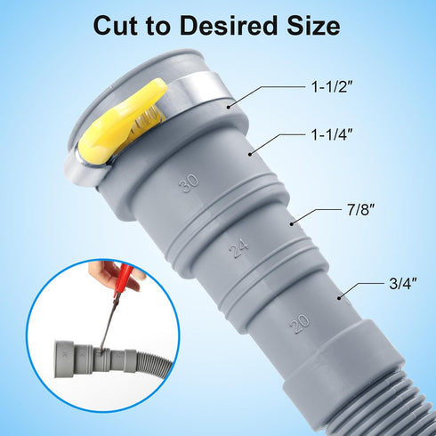 10ft Washing Machine Drain Hose, Universal Drain Hose Extension Kit for Washer, Dishwasher, Flexible Discharge Hose for LG/GE/Samsung, Fit up to 1...