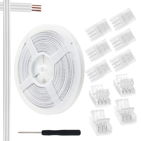 RGBZONE 10Pcs ???????? ?????? ?????? ?????????? ???? ???????? ???????????????????? and 32.8ft 3Pin LED Extension Wire for 8mm Wide IP20/IP65 WS281...