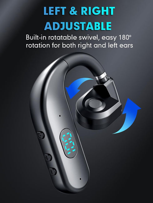 One Ear Headset Open Ear Air-Bone Conduction Headphones Wireless Bluetooth Headset Earpiece with Microphone for Cell Phones 30H Playtime Air-Bone ...