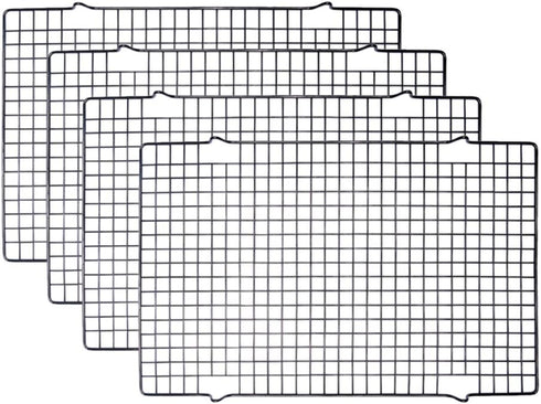 Tebery 4 Pack Black Heavy-Duty Wire Cooking Rack Baking Racks, Nonstick Baking & Cooling Grid for Roasting, Cooking, Grilling, Drying - 16" x 10"...