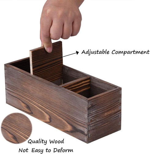Wooden Silverware Organizer, 3 Spacious Compartments Cooking Spatula Holder, Silverware Storage Kitchen Utensil Flatware Caddy...