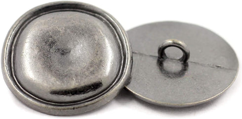 Bezelry 12 Pieces Rustic Round Metal Shank Buttons. 23mm (7/8 inch) (Gray Silver)...