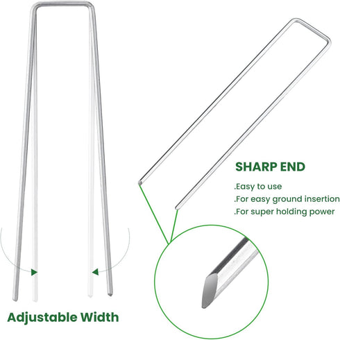 6 Inches Heavy Duty Galvanized Steel Garden Stakes Staples Securing Pegs for Securing Weed Fabric Landscape Fabric Netting Ground Sheets and Fleec...