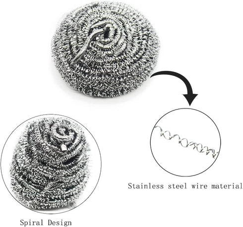 10 Packs Stainless Steel Sponge Scrubber Set, Metal Scouring Pad Stainless Steel Wire Washing Balls for Cookware Cleaning...