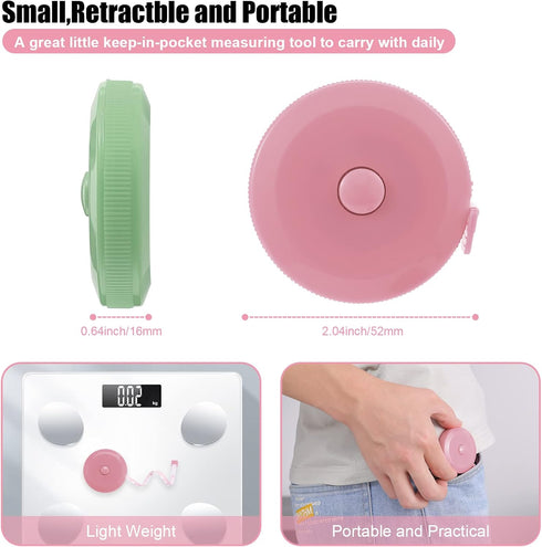 Tape Measures Retractable, Fabric Measuring Tape, 60 Inch Small Sewing Tape Measure for Craft Nursing Medical Travel(3 Pack/Green,Blue,Pink)...