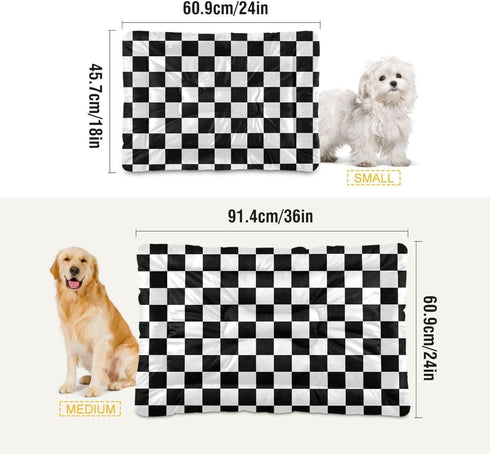 Checkerboard Pet Bed Pad Soft Dog Bed Mat with Anti-Slip Bottom, Machine Washable Crate Pad Mattress for Dog Sleeping...