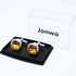 Yellow Zircon Gemstone Cufflinks for Men Lady In Gift Case Silver Square Men's Cufflinks Jewelry Set for Wedding Anniversary Business Party Events...