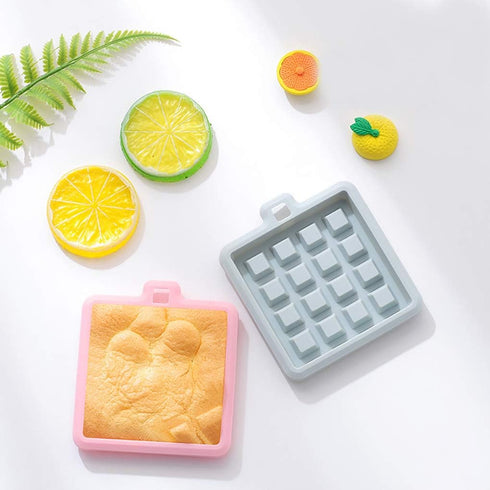 2-Pack Silicone Waffle Mold, Muffin Pans Molds, Waffle Maker Baking Tray Mold Bakeware for Waffle Cake Chocolate Craft Candy Soap Baking, Blue&Pin...