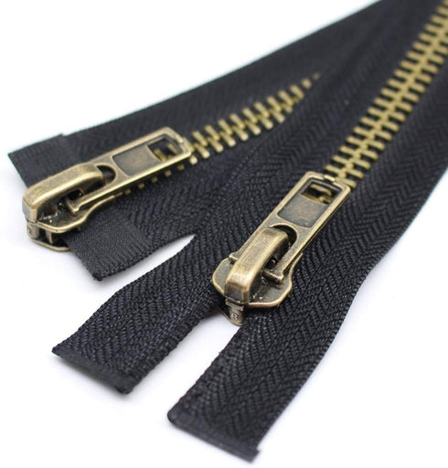 YaHoGa #8 24 Inch Two Way Separating Jacket Zipper Large Antique Brass Metal Zippers for Jackets Coats Sewing Crafts (24" TW Anti-Brass)...