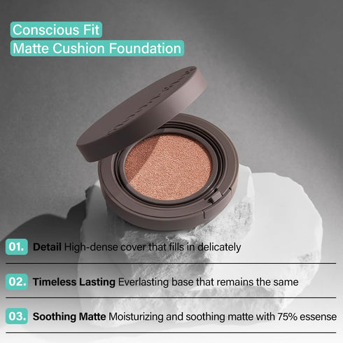 MOONSHOT KOREA Conscious Fit Cushion Foundation Medium Coverage, Long-Lasting & Buildable Foundation For A Smooth, Satin Finish, Vegan & Cruelty-F...
