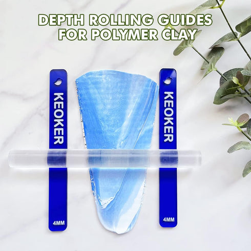 KEOKER Polymer Clay Depth Guide Set, 4 Size for Polymer Clay Thickness,Thickness Rolling Gauge, Roller Depth Guide, Depth Guide Polymer Clay...