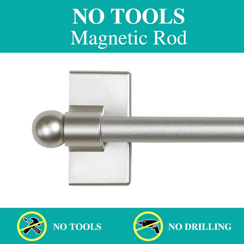 Turquoize 2 Pack Magnetic Curtain Rods, Multi-Use, Adjustable 9-16 inch, Nickel, 2-Pack...