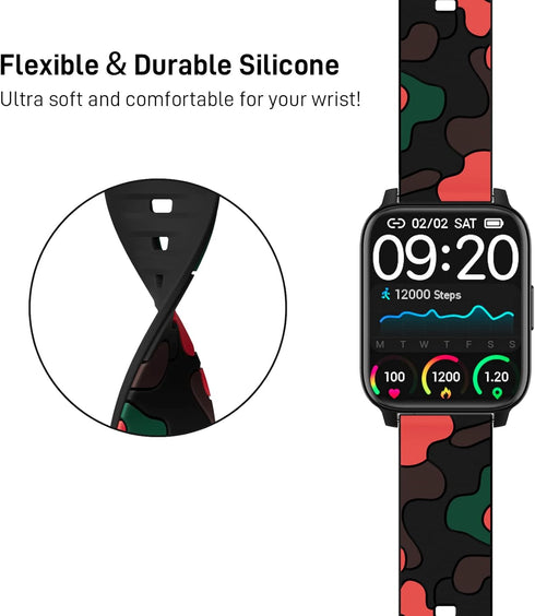 ZKCREATION Replacement Watch Band 22 mm Fitness Tracker Activity Tracker Camouflage Red...